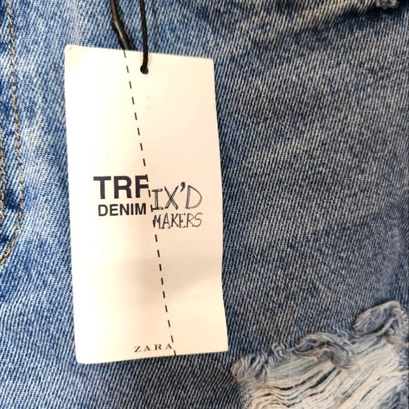 Zara TRF IX'D Maker Destroyed Raw Hem High Rise Jeans Size 6 - Picture 8 of 9